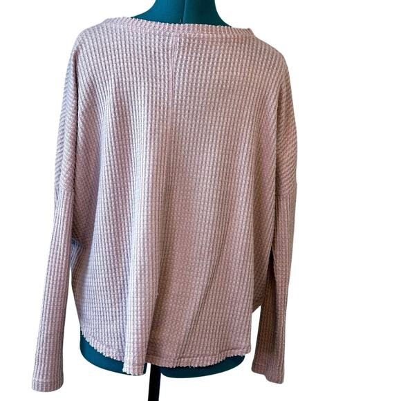 Out From Under Jojo Waffle Knit Button-Down Henley Top Mauve Pink XS Cozy Fall - Picture 3 of 4